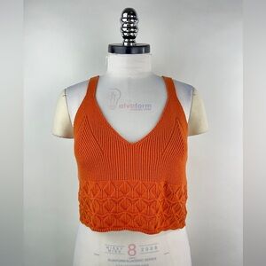 💚 3045. Sweater Knit Orange Crop Top